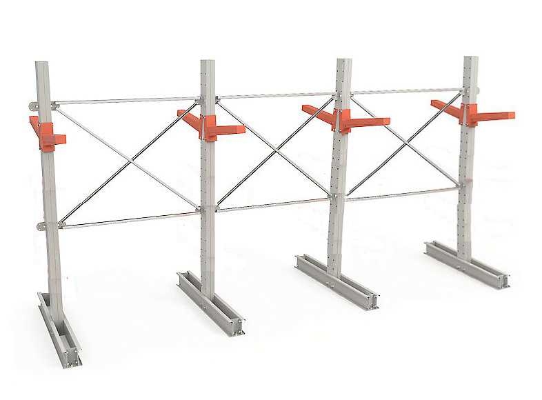 Складской консольный стеллаж для склада 2500x4500x1400 (8 консолей)