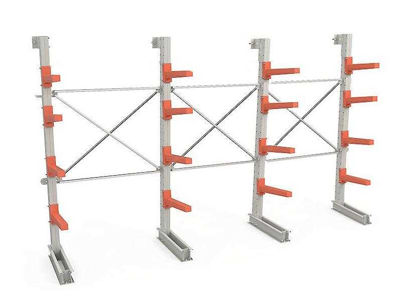 Консольный односторонний стеллаж для склада 2500x4500x750 (16 консолей)